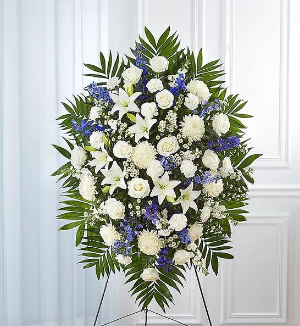 WHITE BLUE STANDING SPRAY.
XL$299.99.
L$239.99.
M$179.99.
S$129.99